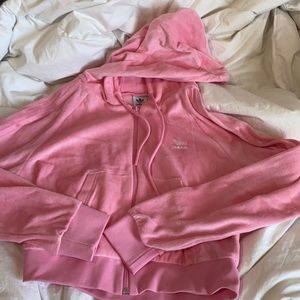 Limited edition bubble gum pink adidas velours tracksuit sweater hoodie
